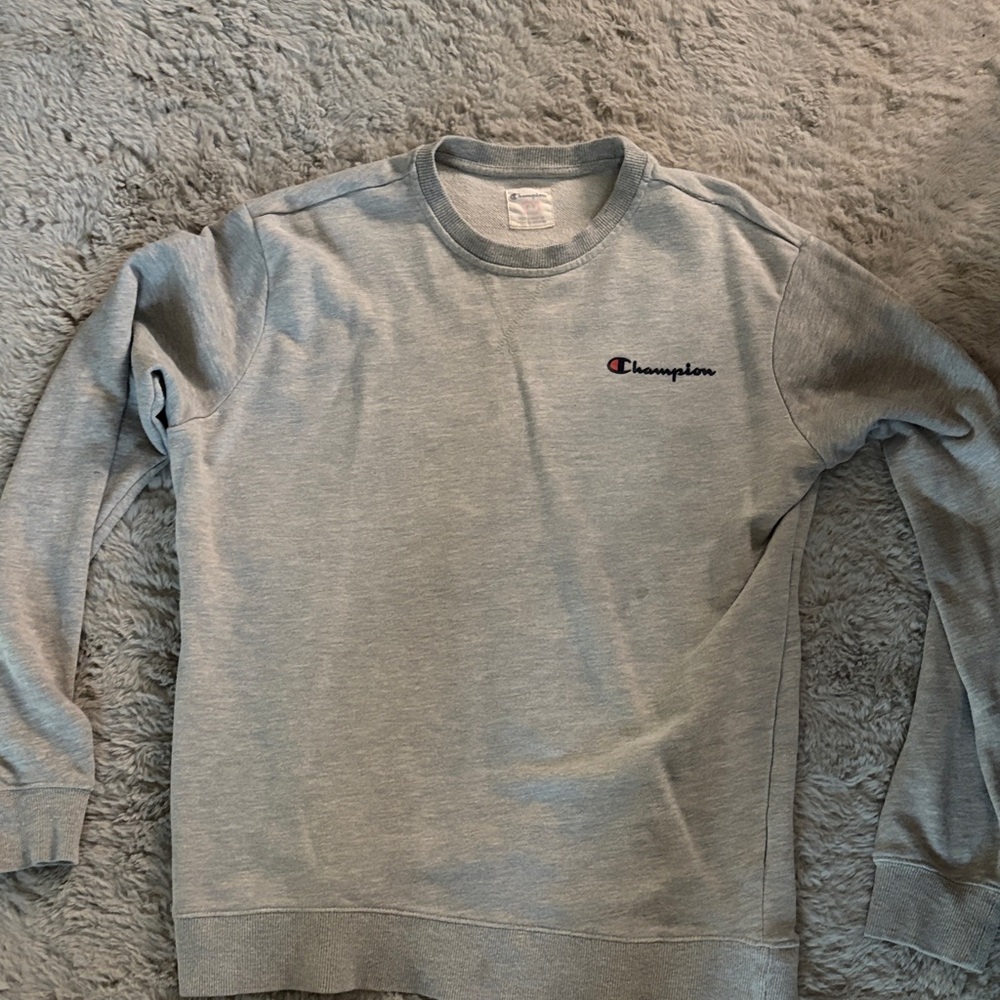 Champion Men's Crewneck Sweater in Light Gray